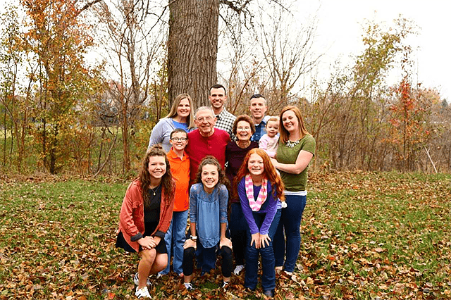 Lin and Denny Hughes with some of their kids and grandkids.