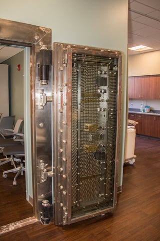The 501 building's bank vault door in the sonography lab