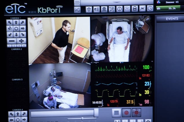 A view of the footage from observation equipment in the patient's room