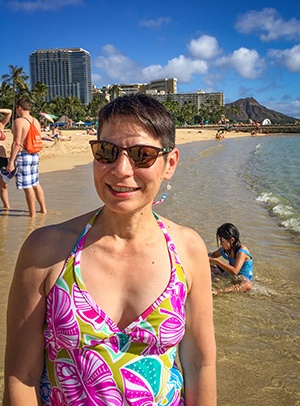 NMC alum Diane Heine enjoying beach time.