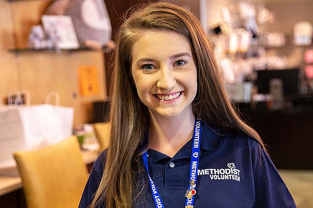 Image of Methodist Hospital Volunteen in gift shop at Methodist Women's Hospital.