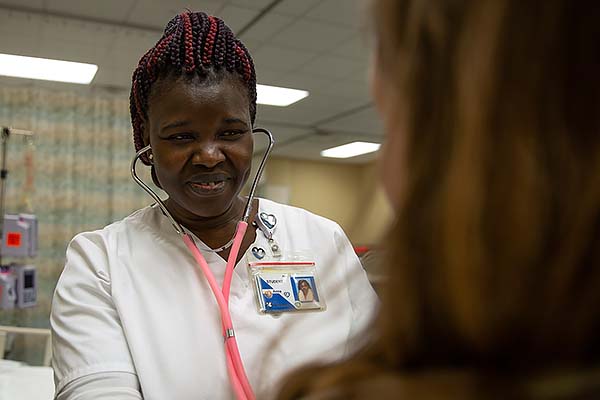 Anna pictured here in her student nursing scrubs.