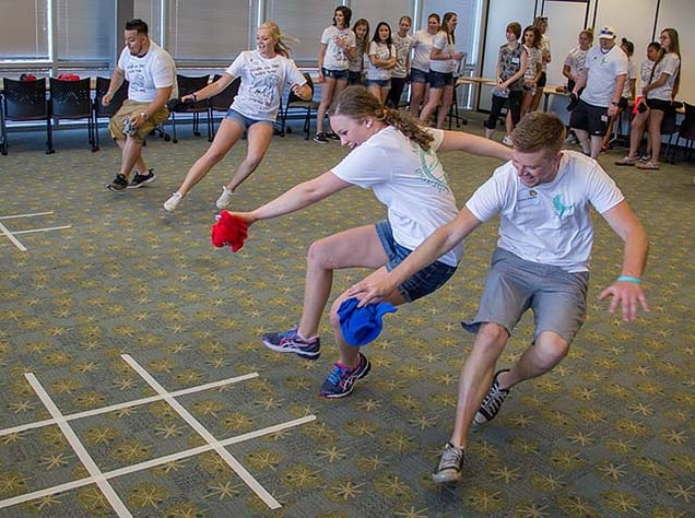 Nebraska Methodist Students take part in an activity for Carpe Diem, an event organized by the Pathfinders student organization.